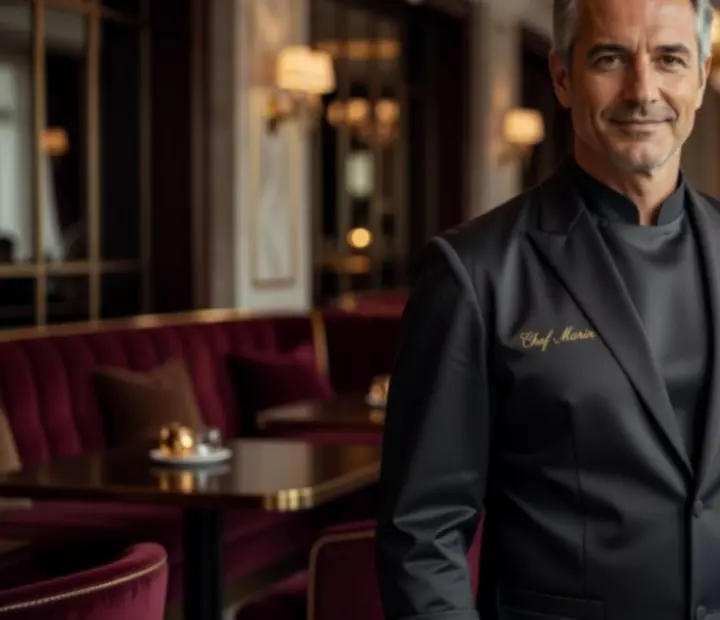 Portret glavnog chefa restorana Nova Valuta u elegantnom casino interijeru